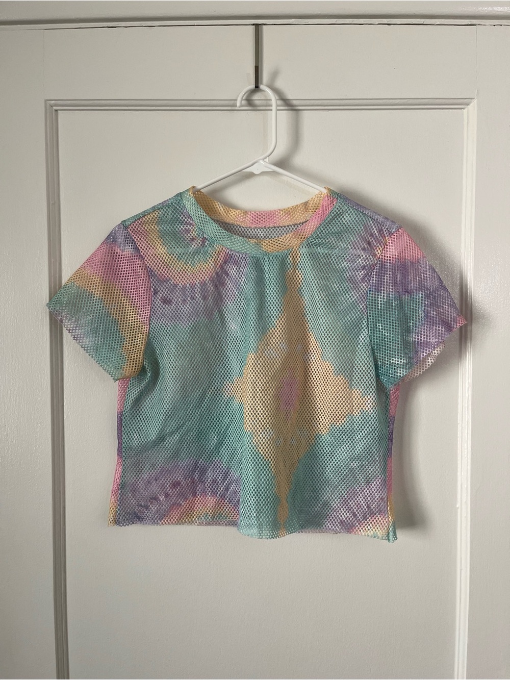 Tie-Dye Mesh Crop Top - Pastel Multi